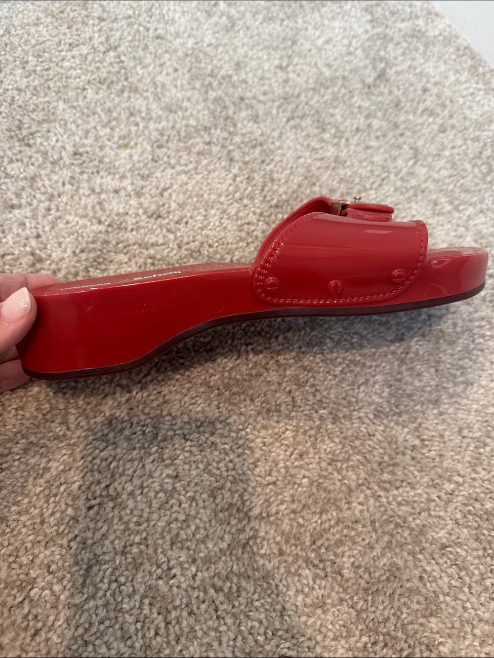 NWOB Melissa/Dr Scholl’s Red Slide Sandals with Buckle - Picture 4 of 4